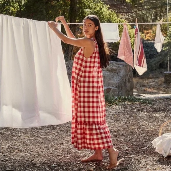 Doen x Heather Taylor Eve Dress in St. Ouen Plaid (Red Gingham) Size Small - Picture 2 of 9